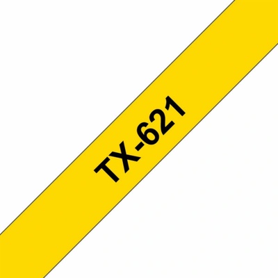 Páska do tiskárny štítků Brother, TX-621, 9mm, černý tisk/žlutý podklad, O TX621