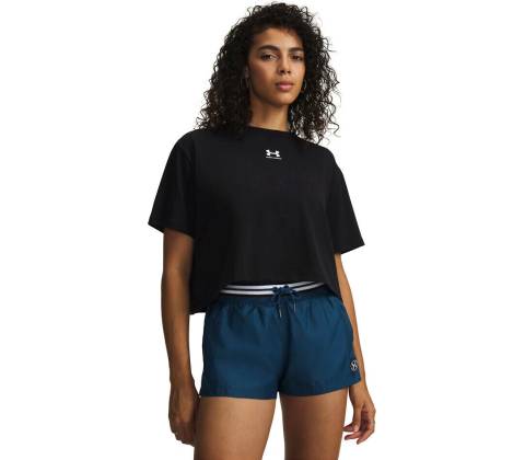 Under Armour Rival Boxy Tee Solid Black White L