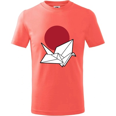 Japan culture origami tričko detské korálová