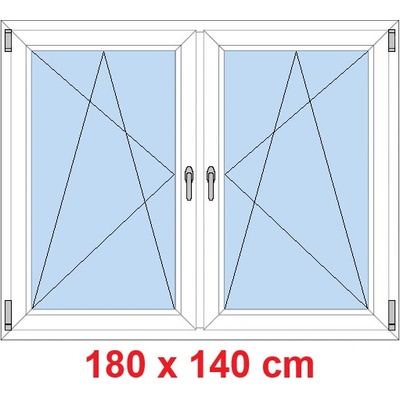 Soft Dvoukřídlé plastové okno 180x140 cm OS+OS se sloupkem Bílá