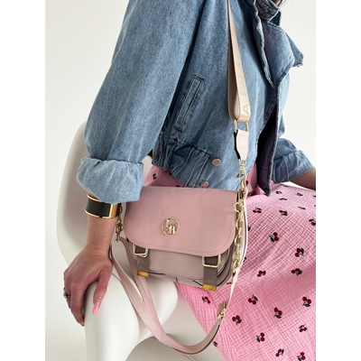 Laura Biaggi Ružová crossbody kabelka s dvoma ramienkami DX-F290-pink