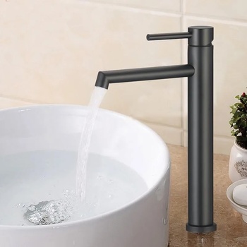 Inter Ceramic Стоящ смесител за умивалник ICF 1007002B, неръждаема стомана, черен мат, 28.8x21.2см (1007002B)