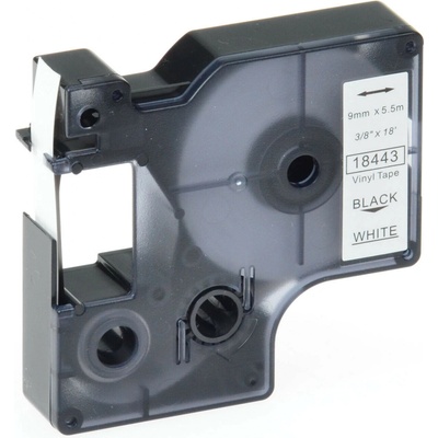 Label Dymo 18443 - kompatibilná Vinylová páska 9mm čierne písmo / biely podklad, dĺžka 5,5m