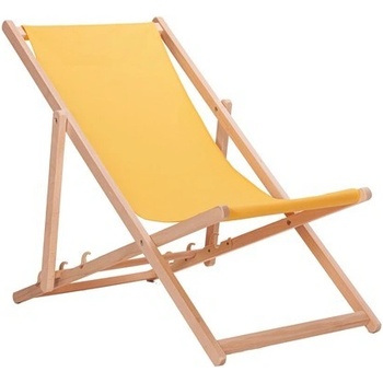 Azar 668 Zahradní lehátko dřevěné s plátnem žluté
