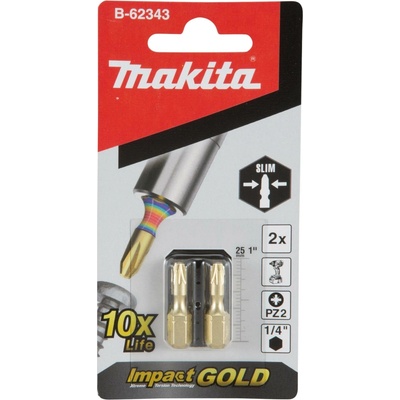 Makita Impact GOLD super slim torsní bit PZ2-25mm 2pcs B-62343