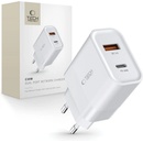Tech-Protect C30W 1x USB-A + USB-C White (9589046926792)
