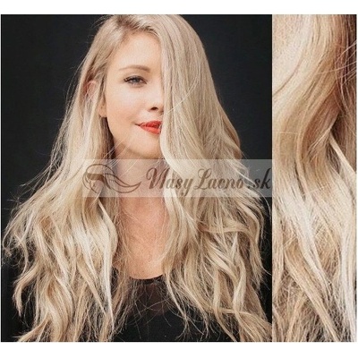 Clip in pás 50-53 cm 100% ľudské vlasy vlnitý platinová blond