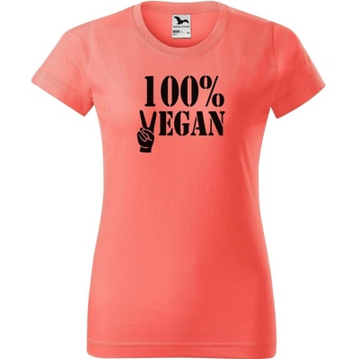 DOBRÝ TRIKO Dámské tričko 100% VEGAN černý potisk Korálová