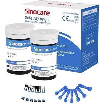 Sinocare doplnkový set: Lancety 50 ks + testovacie prúžky 50 ks pre glukomer Safe AQ Angel