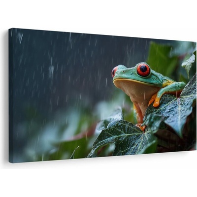 Obraz žába v dešti na listu - 120x80