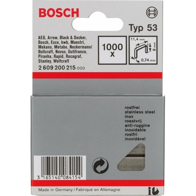 BOSCH Sponky do sponkovačky z tenkého drátu, typ 53, nerezové (2.609.200.215)