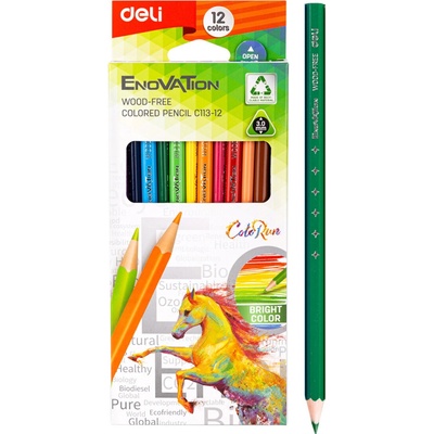 Deli Group Co Ltd bezdřevé trojhranné pastelky 12 barev Enovation EC113 12 661541