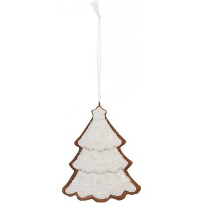 Clayre & Eef Závěsná dekorace zasněžený perníkový stromeček Frosted Ginger - 9*1*10 cm