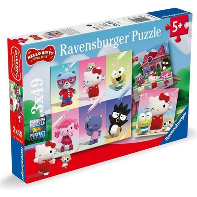 Ravensburger Пъзел Ravensburger от 3 x 49 части - Хелоу Кити (12001035)