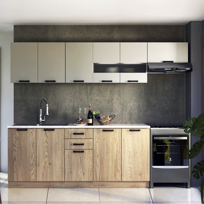 Halmar PERLA 260 - кухня дъб Кремона и кашмир (PERLA 260/kashmir/kitchen/1)