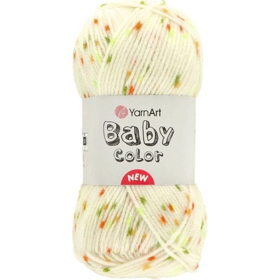 YarnArt Baby Color 202 biela so zeleno oranžovým