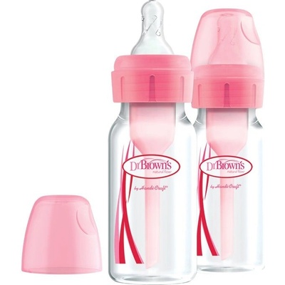 Dr.Brown´s Fľaša antikolik Options + úzka plast ružová 2 x 120 ml