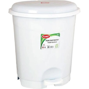 PLANET Кош за отпадъци, с педал, пластмасов, 50 L, бял (UP129-WHITE)