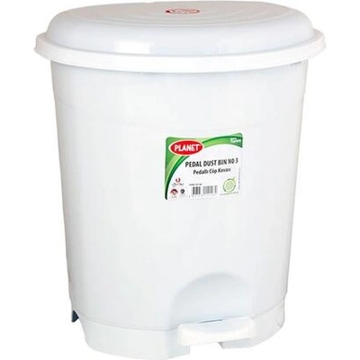 PLANET Кош за отпадъци, с педал, пластмасов, 50 L, бял (UP129-WHITE)
