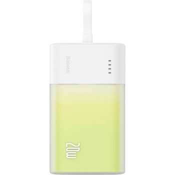 Baseus Външна батерия 10000 mAh с вграден Lightning кабел и USB-C порт - Baseus Popsicle Power Bank with Lightning Cable 20W 5200mAh (бял-зелен) (P10055601613-00)