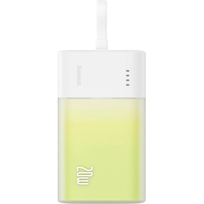 Baseus Външна батерия 10000 mAh с вграден Lightning кабел и USB-C порт - Baseus Popsicle Power Bank with Lightning Cable 20W 5200mAh (бял-зелен) (P10055601613-00)