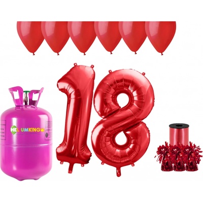 HeliumKing Helium párty set na 18. narozeniny s červenými balónky