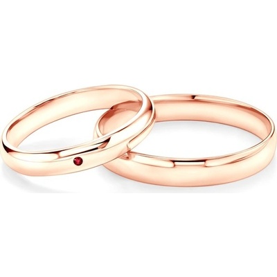 Savicki Snubní prsteny Fairytale růžové zlato rubín půlkulaté OBR FAIR R R
