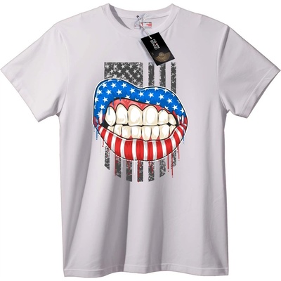 NOONEBRAND Тениска Патриотични флаг устни - 2XL, White