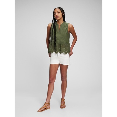 GAP 856964 00 Bavlněný peplum s krajkou Zelená