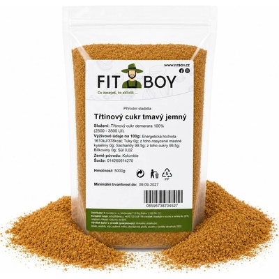 FITBOY Třtinový cukr tmavý jemný 5000 g
