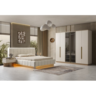 Baymob Mobilya Шесткрилен гардероб lizbon с led осветление