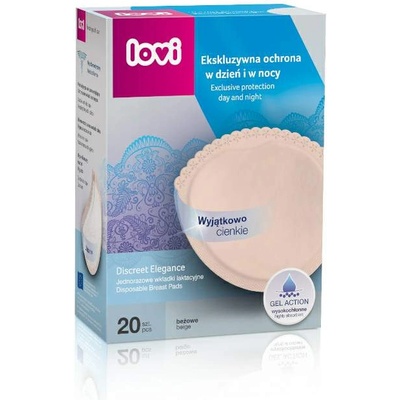 Lovi Подплънки за кърма с гел Lovi - Discreet Elegance, 20 броя, Бежови (19/610)