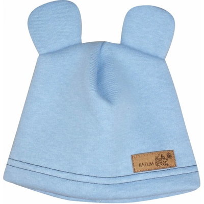 Kazum Teplá detská čiapka bavlnená s uškami modrá