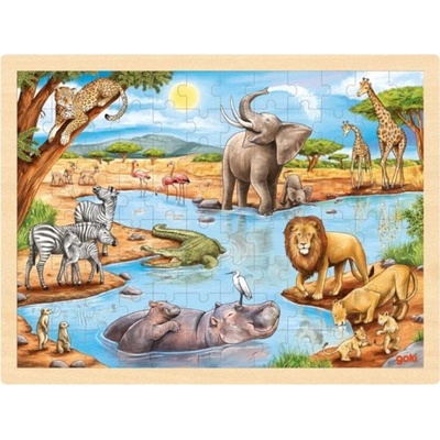 GOKI Dřevěné Africká savana 96 dílků