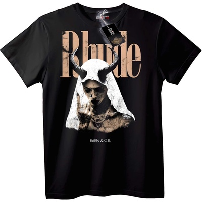 NOONEBRAND Тениска Rhude Адски Пламък & Отдих - 6XL, Black