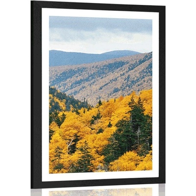 Plakát s paspartou výhled na majestátní hory - 40x60 white