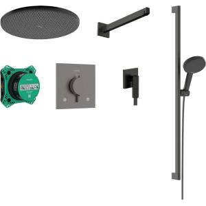 Hansgrohe Raindance Alive S - Душ комплект със скрит термостат, с тяло, диаметър 30 см, 3 струи, черен хром с матирана повърхност 24622340 (24622340)