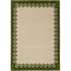 Flair Rugs Зелен/в естествен цвят ръчно изработен вълнен килим 140x200 cm Wiggle Wool - Flair Rugs (503119382739)