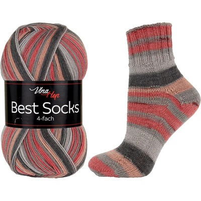 Vlna-Hep Best Socks 4-fach 7347 šedá-teracota