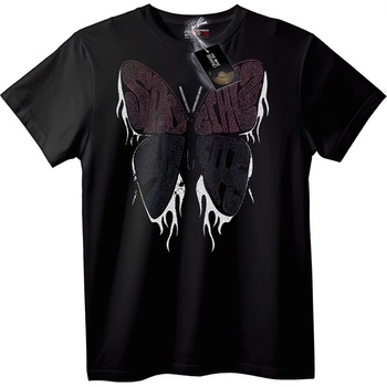NOONEBRAND Тениска Брат и Сестра Пеперуда - S, Black