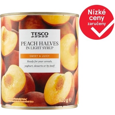 Tesco Broskve půlené v mírně sladkém nálevu 820 g