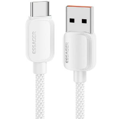 ES-X46 плетен кабел за зареждане и данни - USB-A към USB-C - 2 m - сребърен (87369)