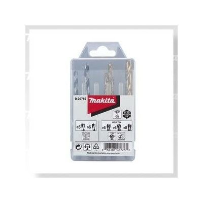 MAKITA sada vrtáků do kovu/dřeva 5;6;8/5;6mm, stopka HEX 1/4", 5ks (D-20769)