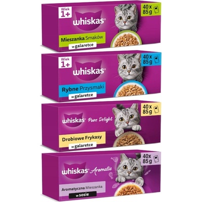 Whiskas Adult mix chutí v omáčce a v želé 160 x 85 g