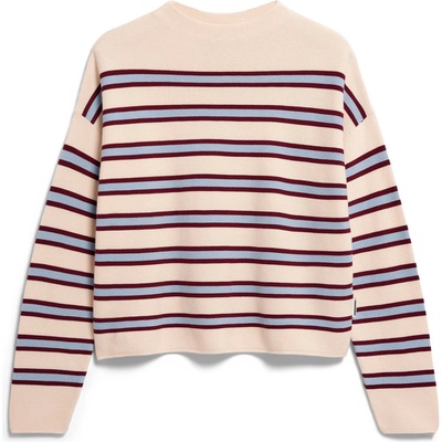ARMEDANGELS Дамски пуловер ARMEDANGELS Women's Merinaa Striped Knit Sweater Jumper - Oatmilk / Velvet Red / Soft Blue (117-4044-0113)
