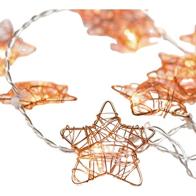 ACA Lighting LED vianočné girlanda hviezdičky medené teplá biela 3x batéria AA 160 cm IP20