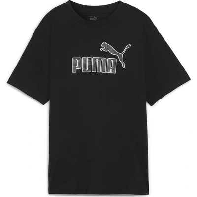 Puma Dámske tričko ESSENTIALS + MARBELEIZED čierna biela sivá