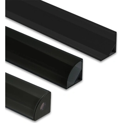 ML-761.312.43.2 Rohový hliníkový profil černý RS2 16x16mm včetně černého difuzoru 2 m