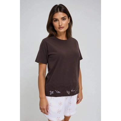 Moodo Дамски кафяв топ с мадейра кант Moodo | Kafyav | ЖЕНИ | XS