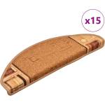 vidaXL Самозалепващи стелки за стъпала, 15 бр, бежови, 65x21x4 см